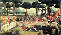 The Story of Nastagio Degli Onesti - The Banquet in the Pine Forest, 1483, botticelli