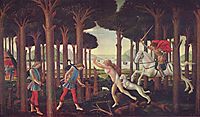 The Story of Nastagio degli Onesti (I), from The Decameron, by Boccaccio, 1483, botticelli