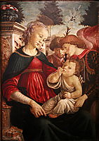 Virgin and child with two angels, 1469, botticelli