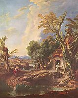 Landscape with the brother Lucas, c.1750, boucher