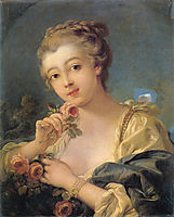 Young Woman with a Bouquet of Roses, 17, boucher