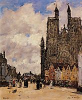 Abbeville, Street and the Church of Saint-Folfran, 1884, boudin