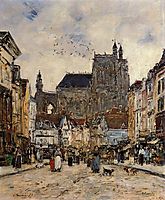 Abbeville, Street and the Church of Saint-Vulfran, 1884, boudin
