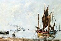 Boats At Anchor along the Shore, boudin