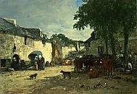 Cattle market at Daoulas, Brittany, 1861, boudin