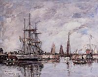 Deauville, Norwegian Three-Master Leaving Port, 1897, boudin