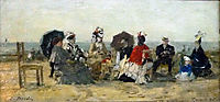 Figures on the beach at Trouville, 1865, boudin