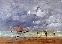 Fishermen and Sailboats near Trouville, 1892, boudin