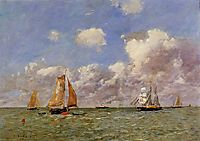 Fishing Boats at Sea, 1895, boudin