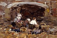 Laundresses near a Bridge, c.1887, boudin