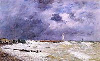 Le Havre. Heavy Winds off of Frascati., 1896, boudin