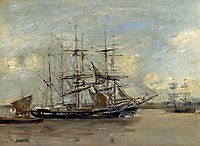 Le Havre, Three Master at Anchor in the Harbor, c.1879, boudin