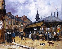 Market Day at Trouville, Normandy, 1878, boudin