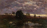 Pond at Sunset, c.1857, boudin