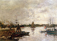 The Spanish quay in Rotterdam Sun, 1879, boudin