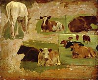 Study of Cows, c.1860, boudin