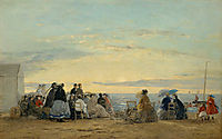 Sunset on the beach, 1865, boudin