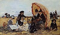 Trouville, on the Beach Sheltered by a Parasol, 1895, boudin