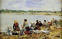Washers on the verge of Touques, 1885, boudin