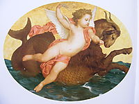 Cupid on a sea monster, c.1857, bouguereau