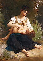 The Joys of Motherhood or Girl Tickling a Child, 1878, bouguereau