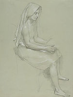 Study of a Seated Veiled Female Figure, 18, bouguereau