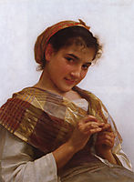 Young girl crocheting, 1889, bouguereau