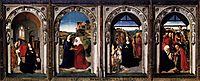 Polyptych of the Virgin: The Annunciation, The Visitation, The Adoration Of The Angels and The Adoration Of The Kings, c.1445, bouts