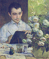 Pierre Bracquemond painting a bouquet of flowers, 1887, bracquemond