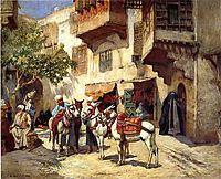 Marketplace in North Africa, bridgman