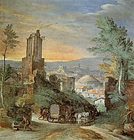Landscape with Roman Ruins, 1580, bril
