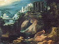 Landschaft mit Sibyllentempel, 1595, bril