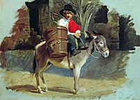 A boy on a donkey, 1855, bronnikov