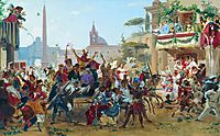 Carnival in Rome, 1860, bronnikov