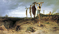 Cursed field. The place of execution in ancient Rome. Crucified slave, 1878, bronnikov