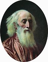 Portrait of an old man in a crimson dress, 1881, bronnikov