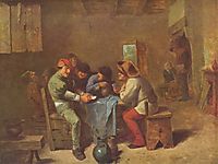Peasants playing cards in a tavern, c.1635, brouwer