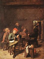 Peasants Smoking And Drinking, c.1635, brouwer