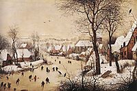 Winter Landscape with Skaters and Bird Trap, 1565, bruegel