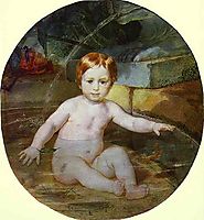 Child in a Swimming Pool (Portrait of Prince A. G. Gagarin in Childhood), 1829, bryullov