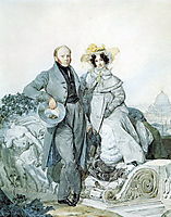 Portrait of G. N. and V. A. Olenin, 1827, bryullov