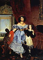 Portrait of Julia Samoylova with Giovannina Pacini and black boy, bryullov