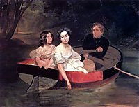 Self-portrait with Baroness Ye. N. Meller-Zakomelskaya and a Girl in a Boat, 1835, bryullov