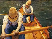 Boaters Rowing on the Yerres, c.1879, caillebotte