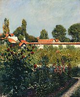 The Garden of Petit Gennevillers, the Pink Roofs, 1881, caillebotte