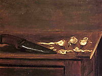 Garlic Cloves and Knife on the Corner of a Table, c.1878, caillebotte