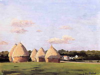 Harvest, Landscape with Five Haystacks, c.1878, caillebotte