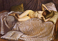 Nude woman lying on a couch, 1873, caillebotte
