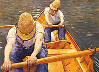Oarsmen rowing on the Yerres, 1879, caillebotte