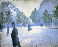 Place Saint Augustin, Misty Weather, 1878, caillebotte
